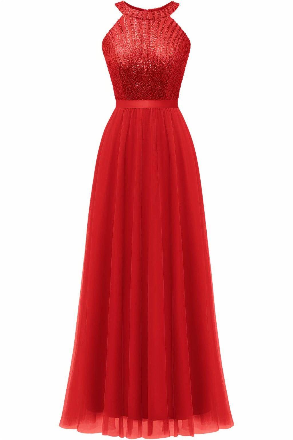 A-Line Floor Length Sequined Prom Dress CS0422 - COCOMELODY